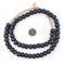 The Bead Chest Dark Grey Opaque Recycled Glass Beads 11mm Ghana African Sea Glass Round Large Hole 27 Inch Strand Handmade Fair Trade